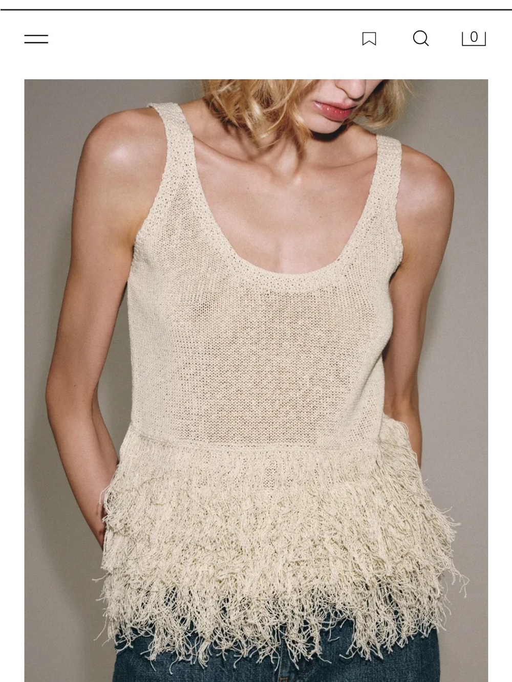 Zara Cream Fringe Knit Swim Coverup Tank
